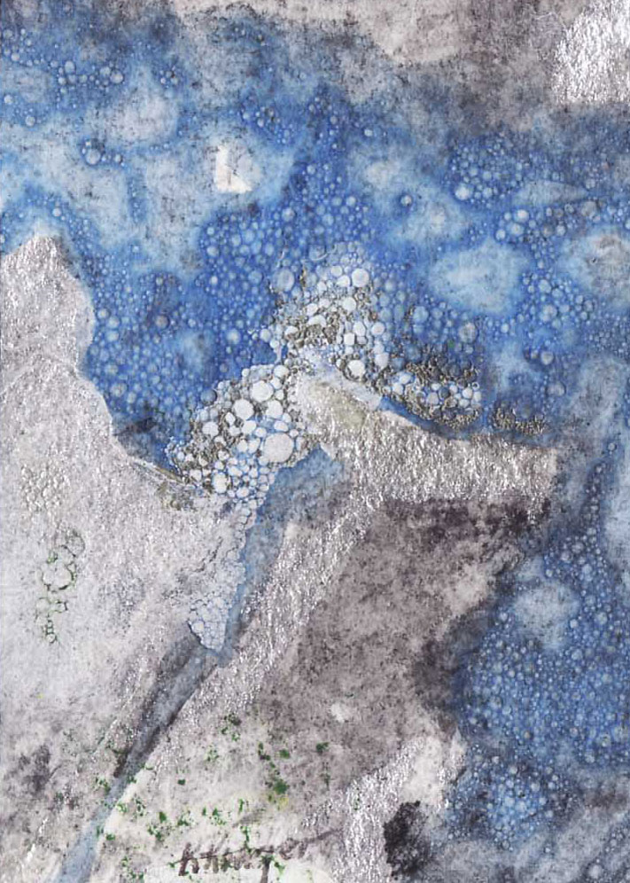 Bubbles in Silver Blue, Kathleen Kruger, mixed media 
