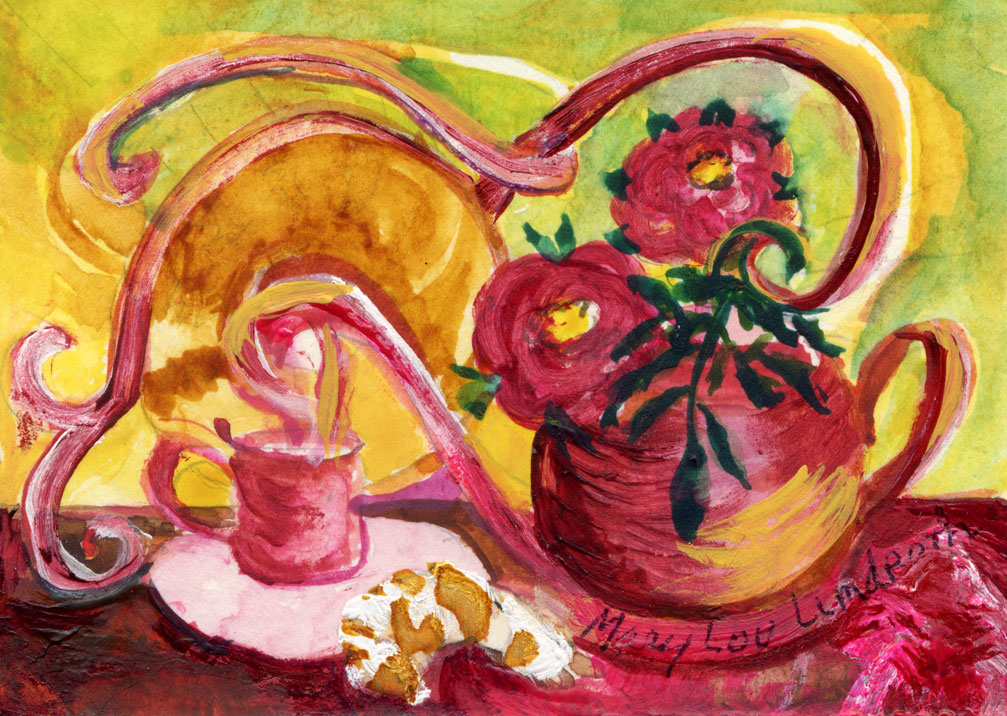 Butterhorns a Morning Snack, Mary Lou Lindroth, watercolor, SOLD