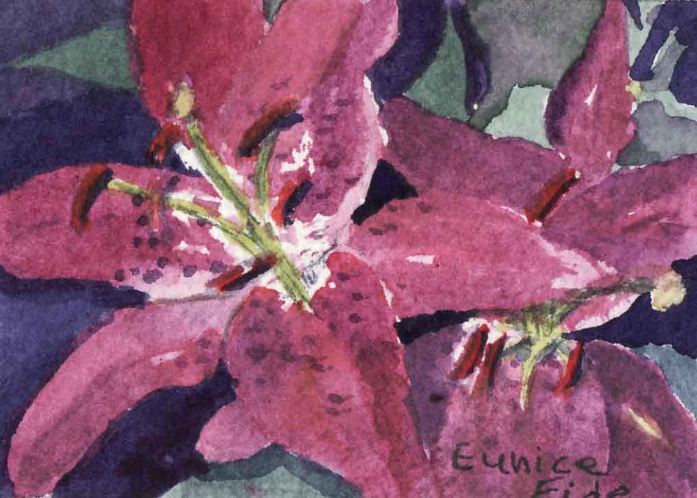 Fire Lilies, Eunice Eide, watercolor
