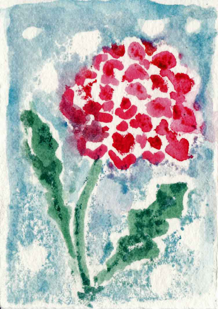 Summer Red, Mary Cuff, watercolor monoprint